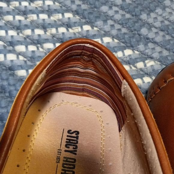 Stacy Adams CYGNET MOC TOE BIT Tan leather mens 10 dress shoe loafer hand stitch - Picture 16 of 16
